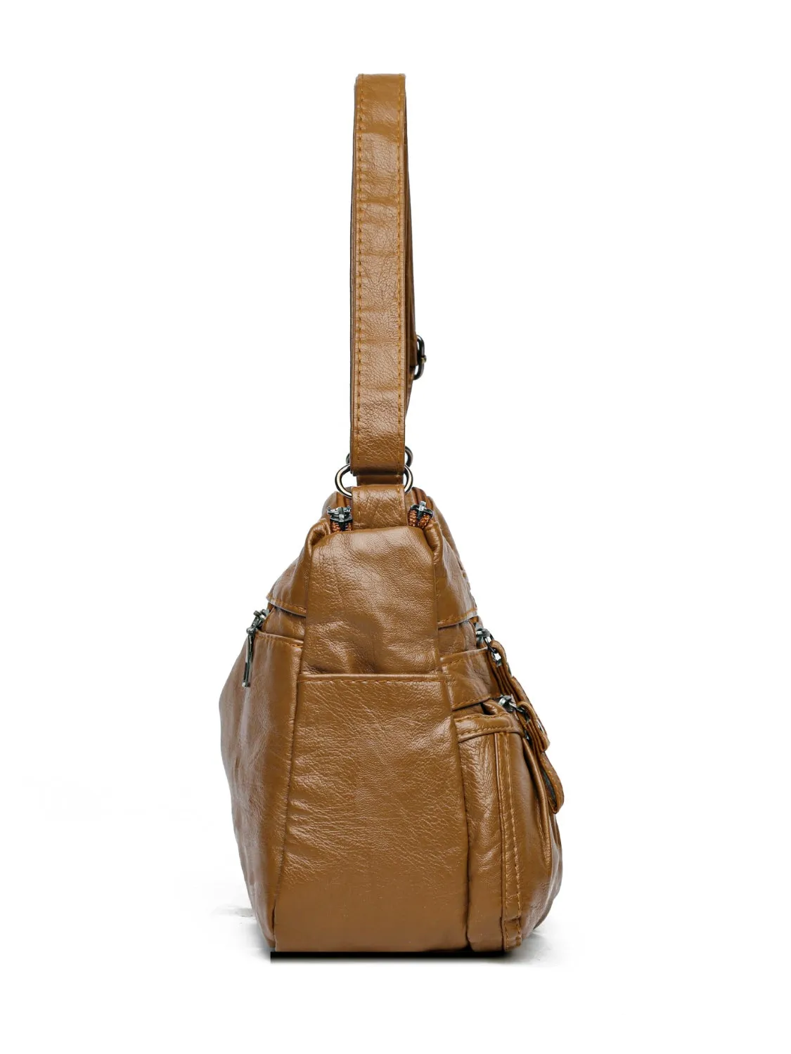 Multi-Pocket Ruched Adjustable Shoulder Bag