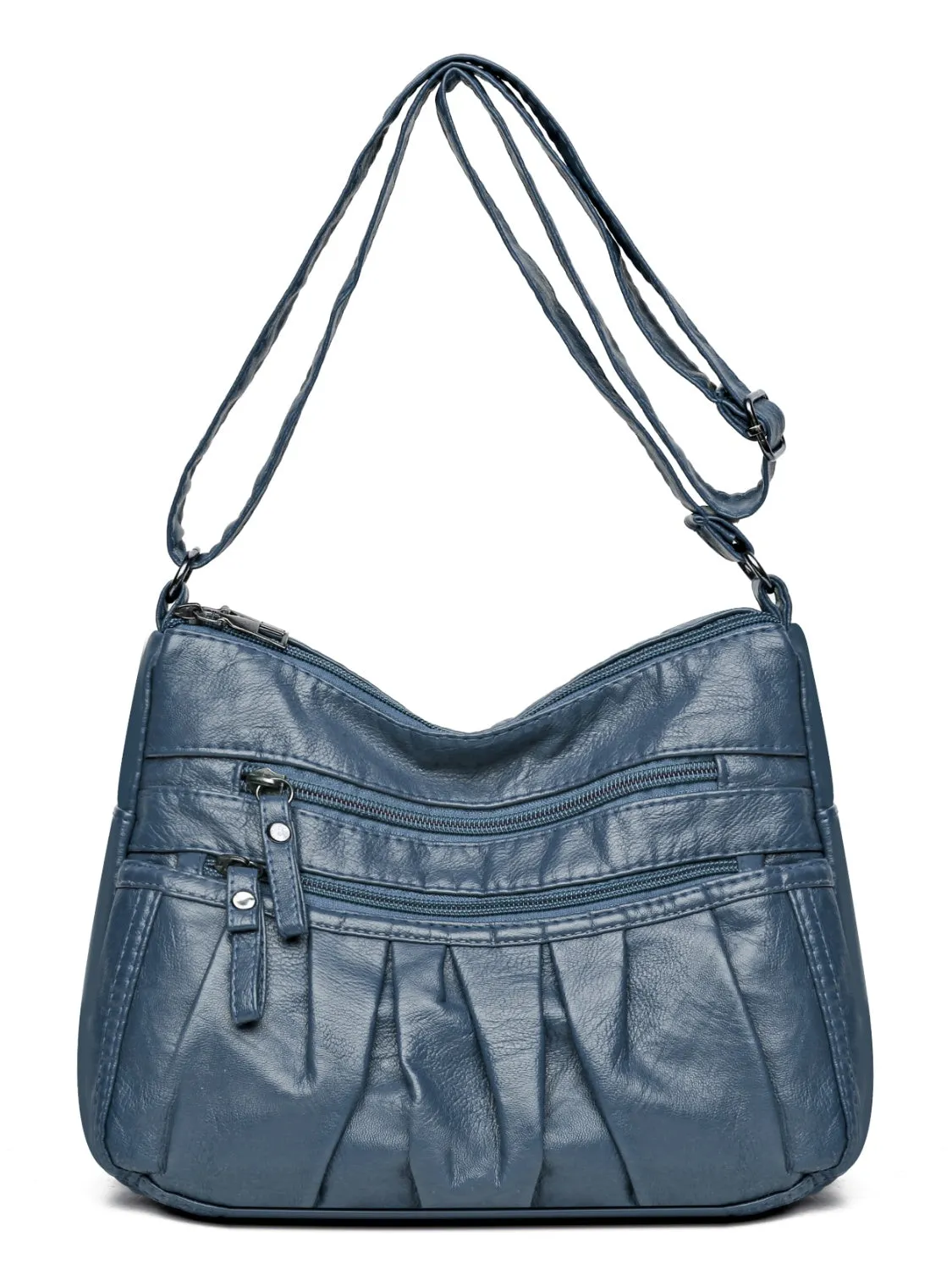 Multi-Pocket Ruched Adjustable Shoulder Bag