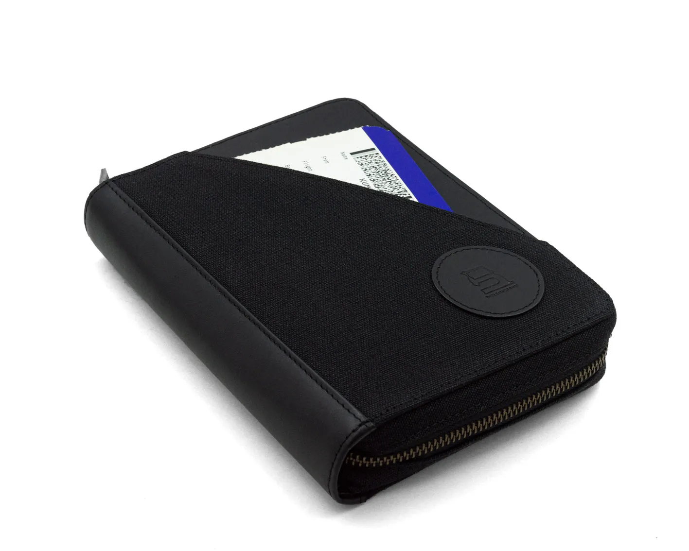Nomad Passport Organiser - Black Canvas   Leather