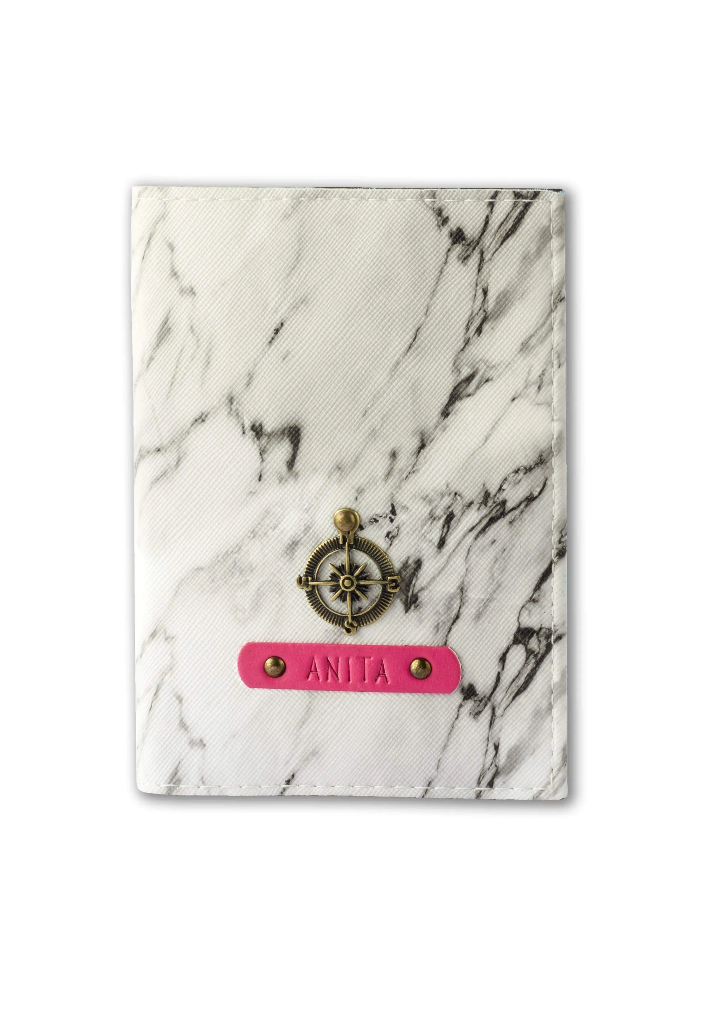Personalized Passport Cover - White Marble
