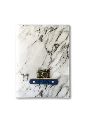 Personalized Passport Cover - White Marble