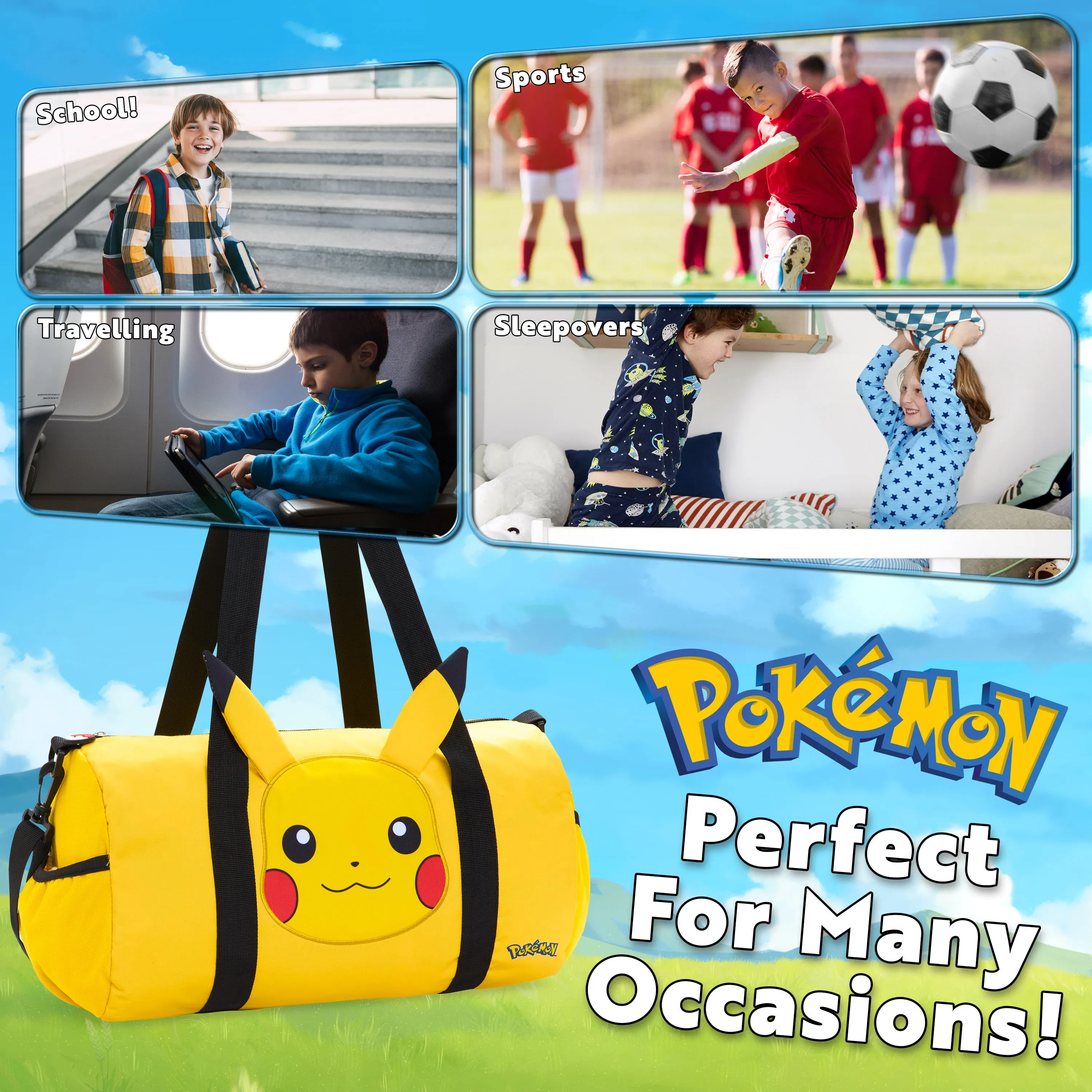 Pokemon Travel Bag for Kids,  Kids Gym Bag, Pokemon Duffle Bag
