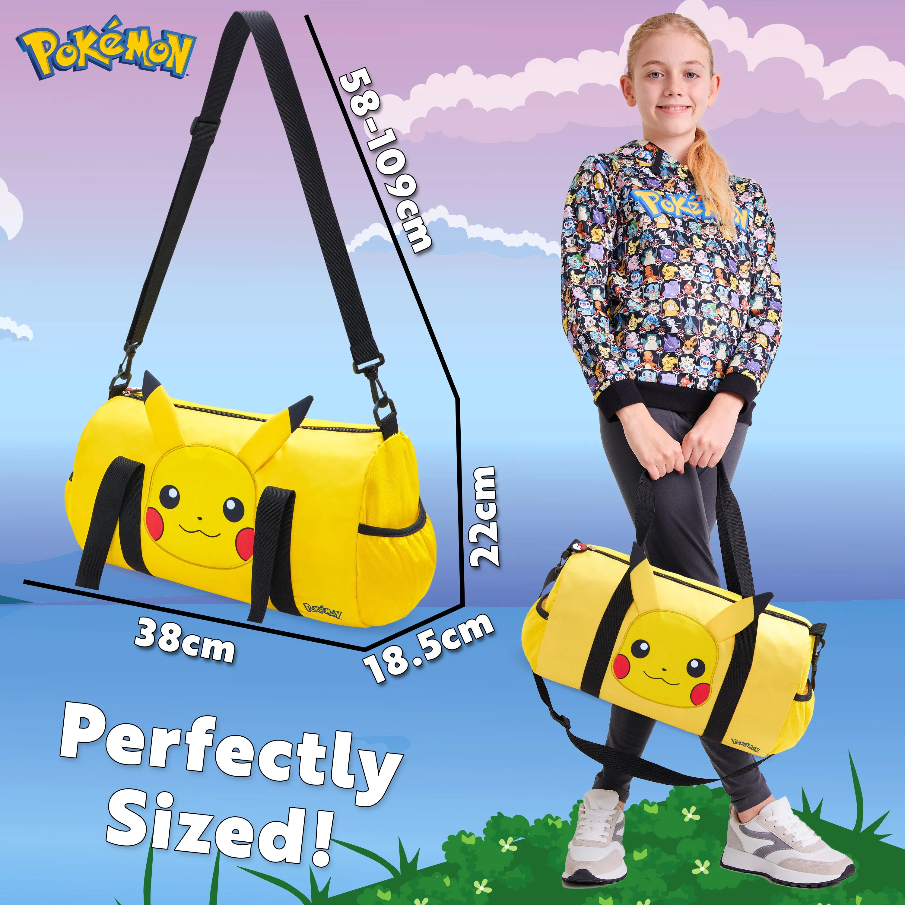 Pokemon Travel Bag for Kids,  Kids Gym Bag, Pokemon Duffle Bag
