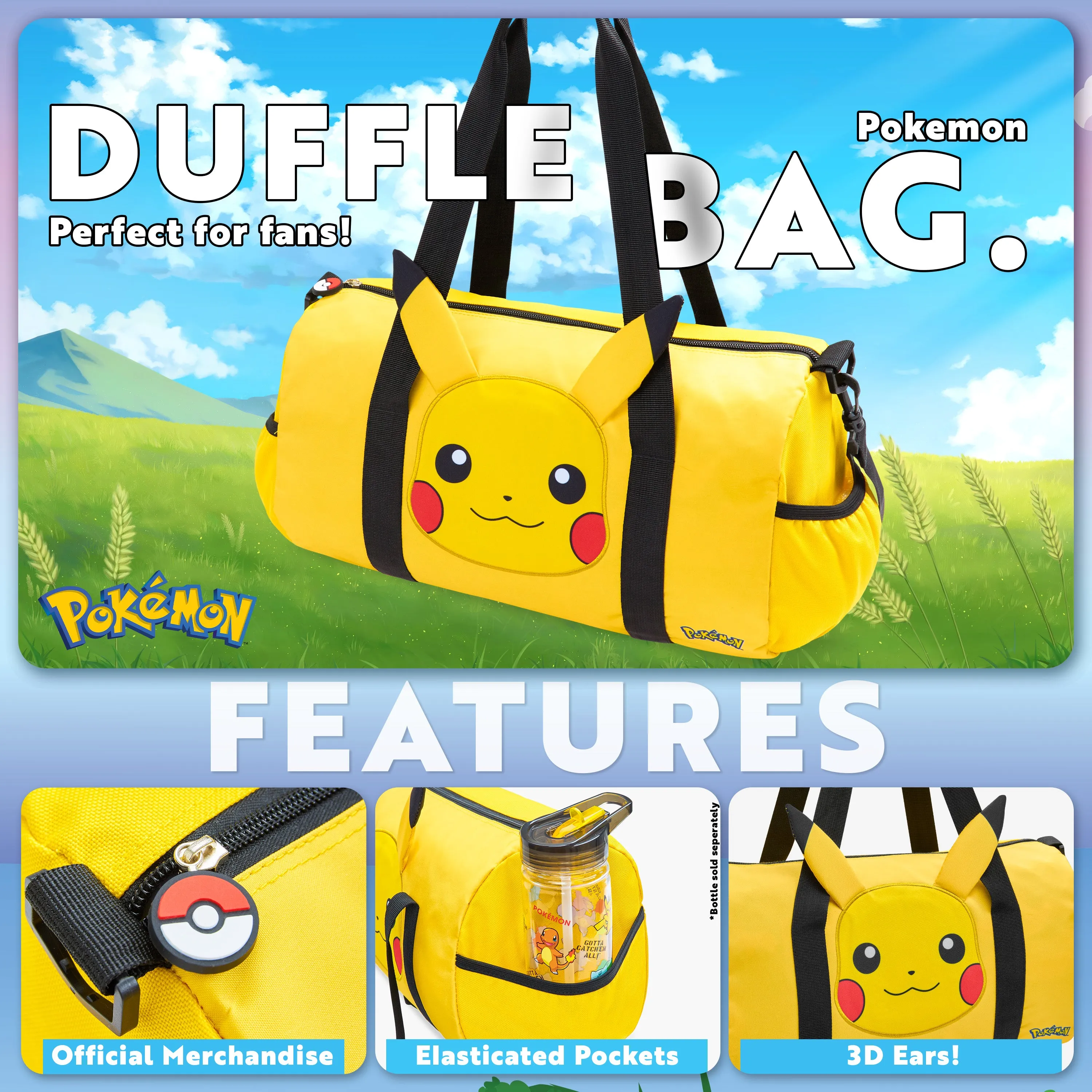 Pokemon Travel Bag for Kids,  Kids Gym Bag, Pokemon Duffle Bag
