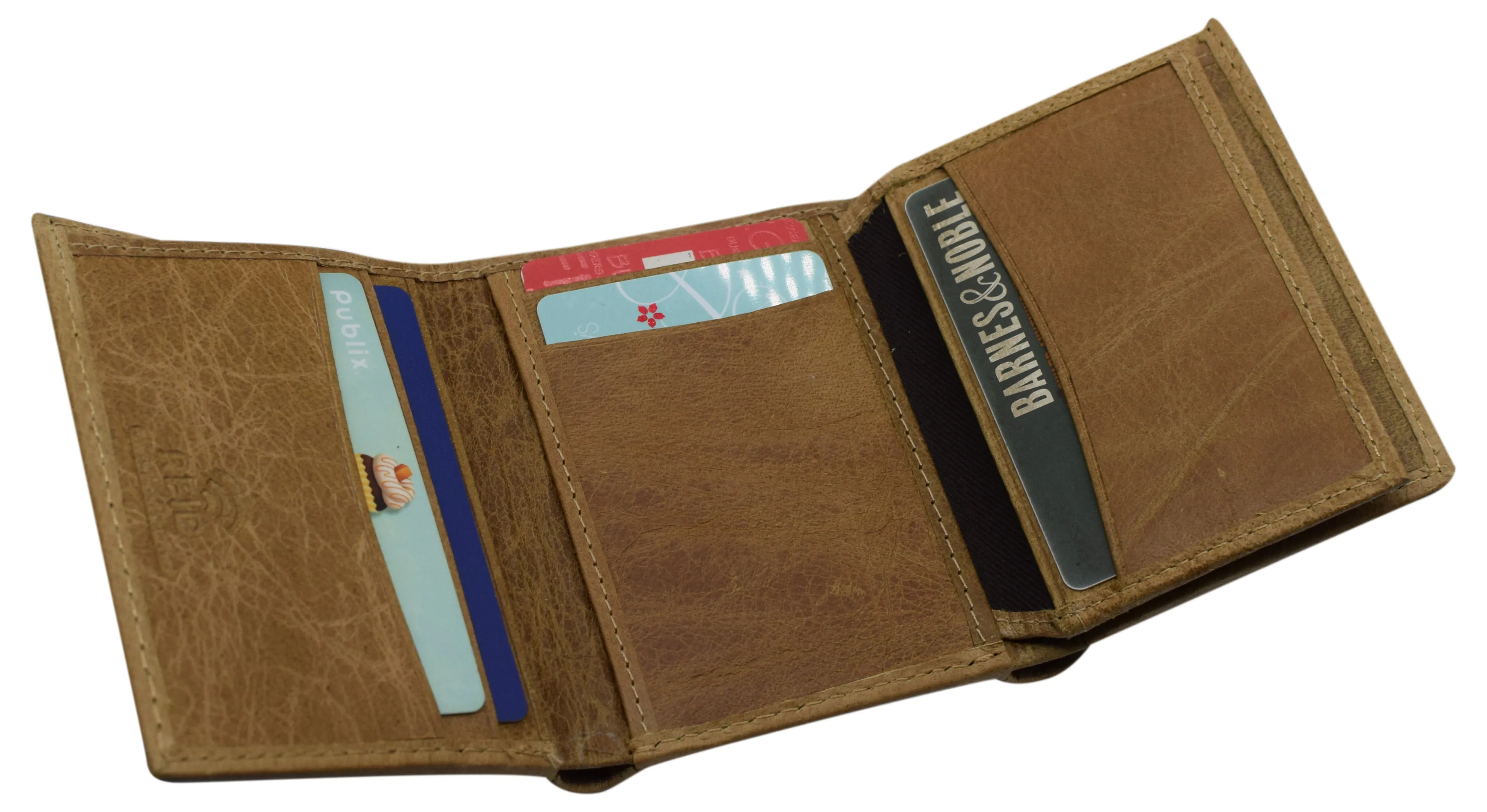 RFID621107TN Marshal RFID Protected Men's Cowhide Leather Trifold Wallet with 9 Card Slots 2 Note Pocket & 2 ID Windows