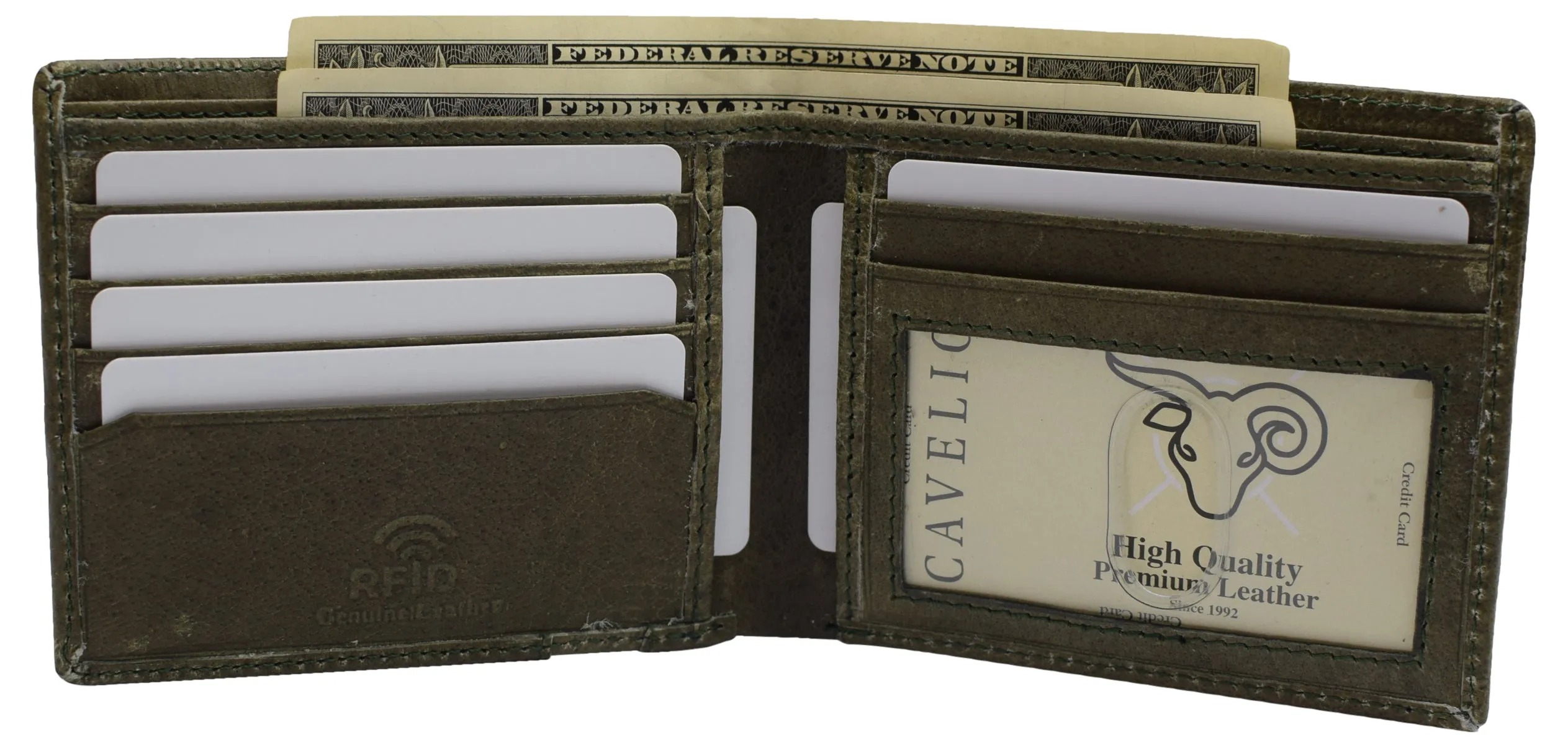 USA RFID Mens Wallet Slim Passcase Bifold with ID Window & Gift Box US Design