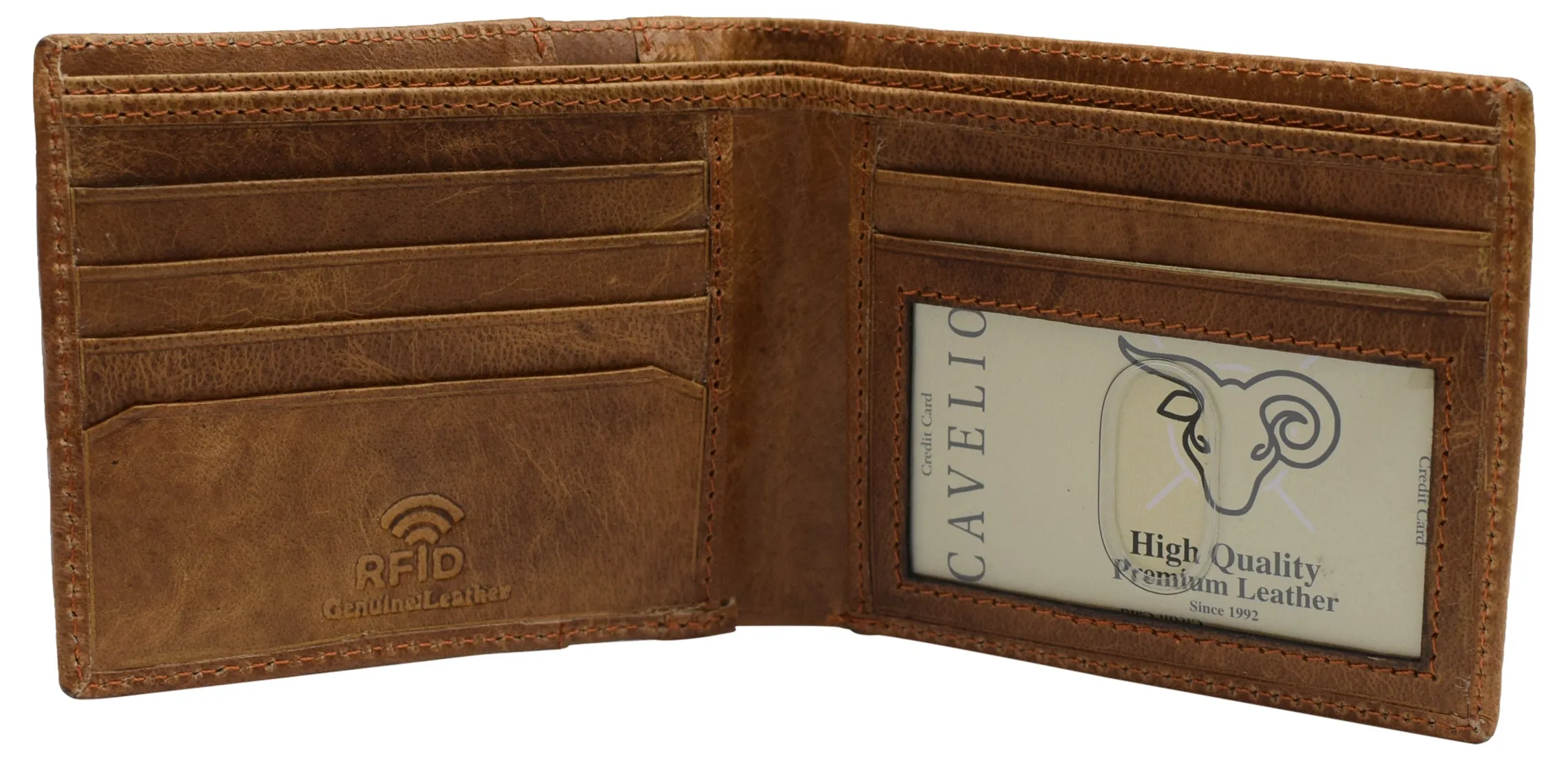 USA RFID Mens Wallet Slim Passcase Bifold with ID Window & Gift Box US Design